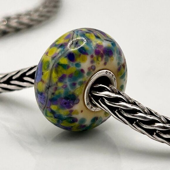 TROLLBEADS Authentic TrollStone LAA 925S Yellow Purple Green Blue Confetti - Picture 2 of 13
